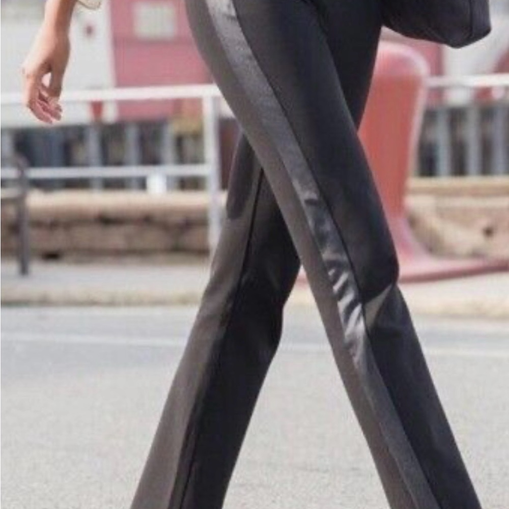 Betabrand Pants Black Tuxedo Stripe Yoga Pant Stretch Women's Size Large Petite